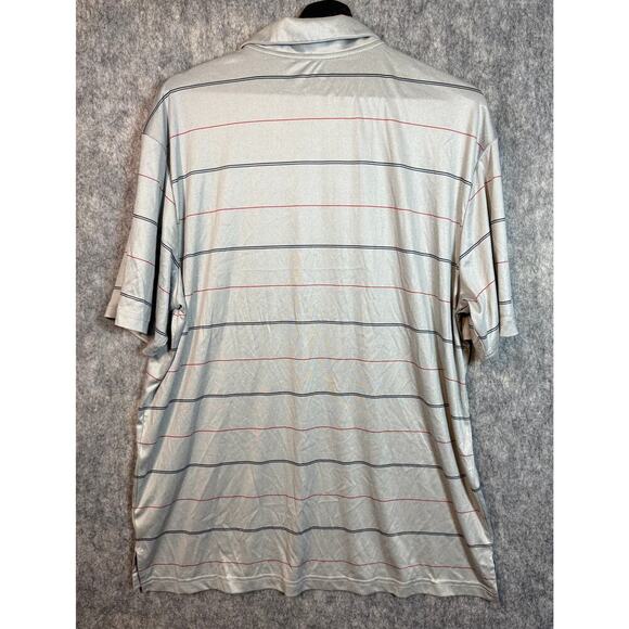 Adidas Golf Mens XL Gray Striped Performance Polo Stretch UPF 50 Comfortable - Picture 3 of 7